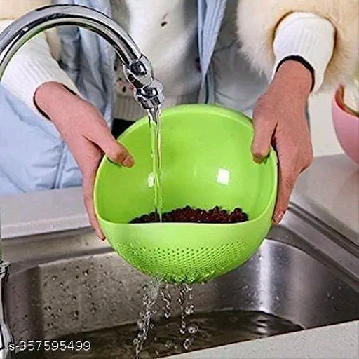 Rice & Fruits Washing Bowl with Handle (Pack Of 1, Green
