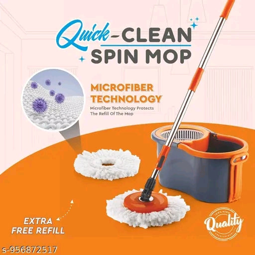 Mops with Bucket Mop set with 2 Absorber mop with bucket for floor cleani...