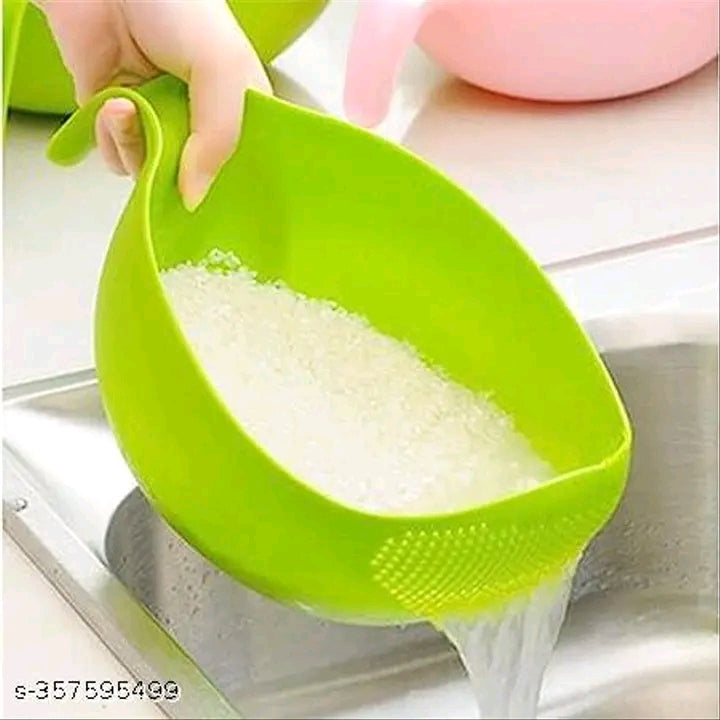 Rice & Fruits Washing Bowl with Handle (Pack Of 1, Green
